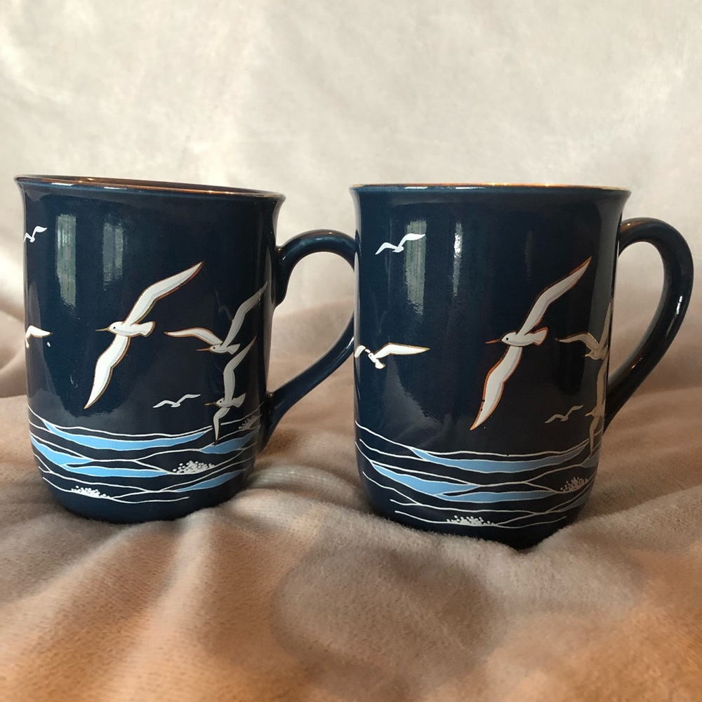 Vintage otagiri coffee mug set the sea